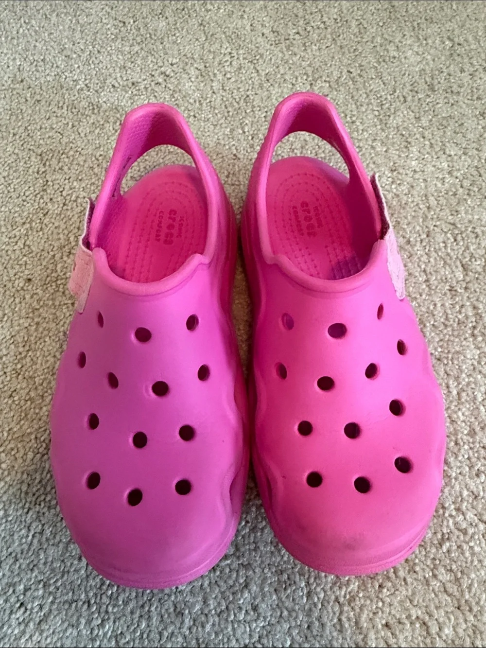 CROCS Kids Bright Pink Classic Clog with Heel Strap